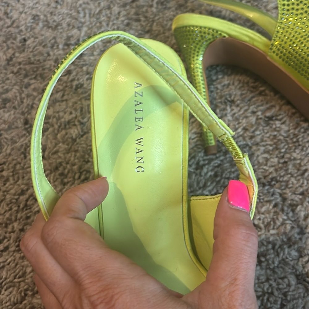 Amina Muaddi Green Crystal Embellished Heels - Picture 3 of 4
